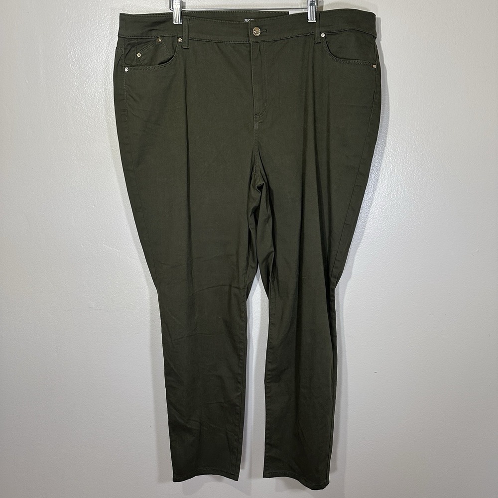 NWT CHICOS Women's 4/20 Jeggings Army Green Stretch Cotton Skinny Jeans Pants